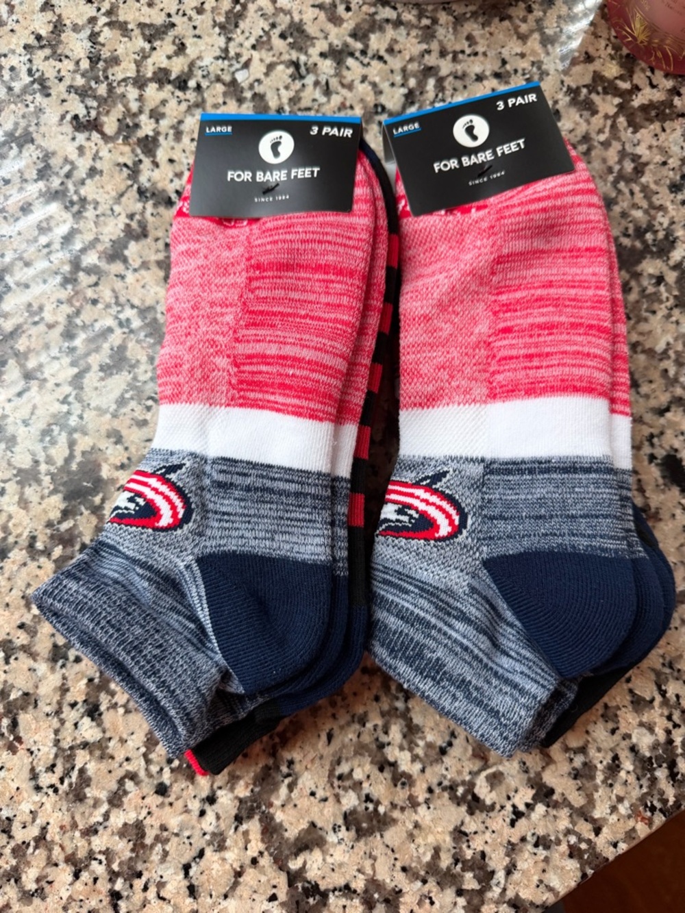 NHL Men's Low-Cut Athletic Socks in Red, White & Navy